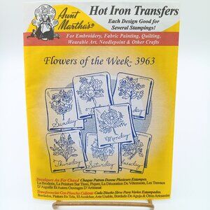 Vintage Aunt Martha's Hot Iron Transfers 3963 Flowers of the Week, Used but Comp
